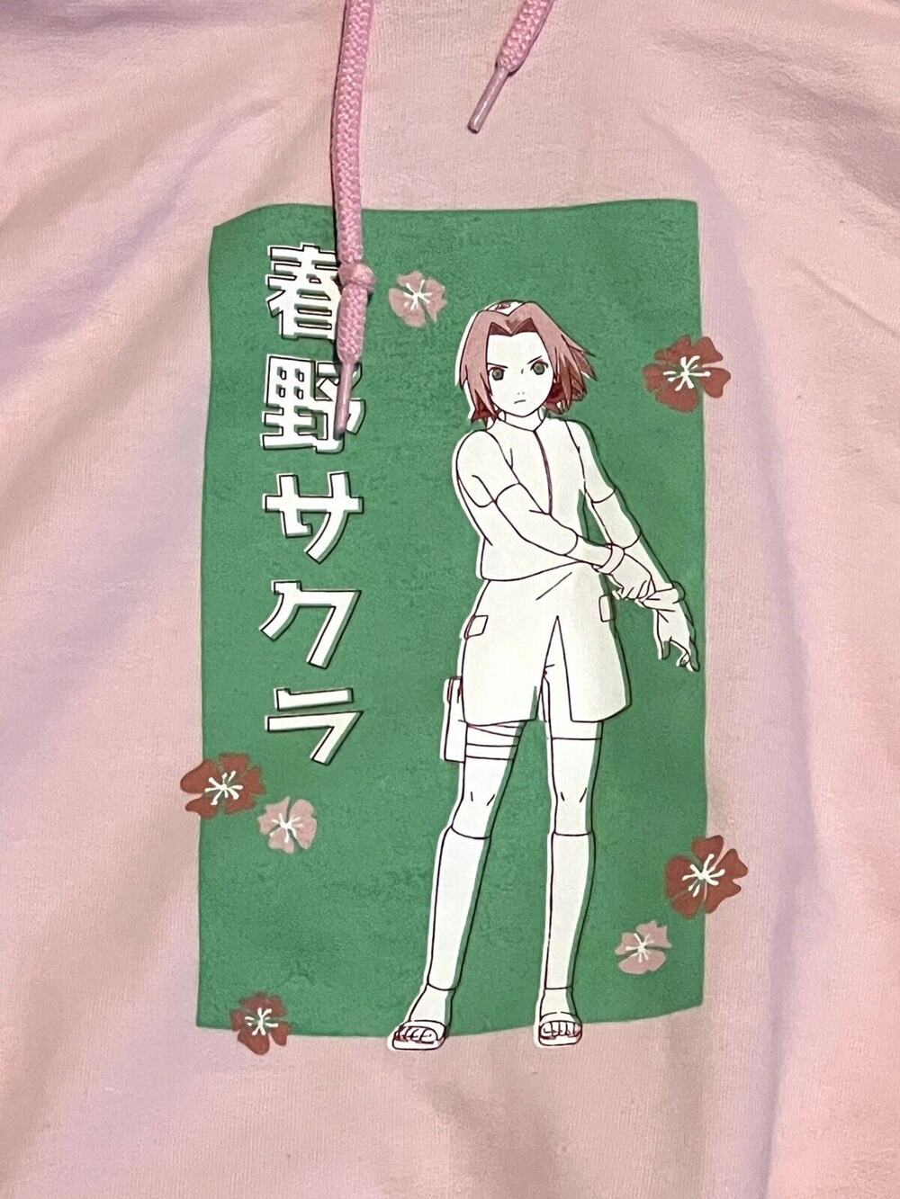 Sakura Naruto Shippuden Hoodie Sweatshirt PINK Size L LARGE Womens Mens Unisex